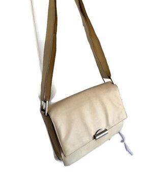 Bottega Veneta Cream Textured Leather Crossbody Bag with Silver-Tone Hardware